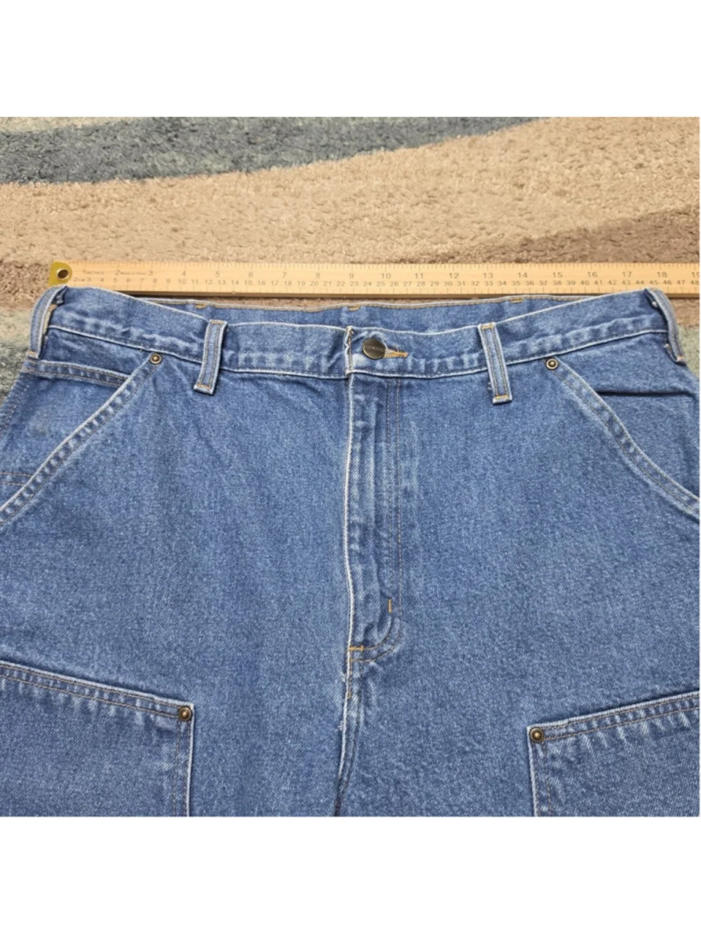 Carhartt Double Knee Carpenter Jeans Mens 36x32 Light Wash Baggy Y2K Vintage
